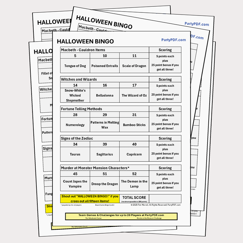 Halloween Bingo Packs