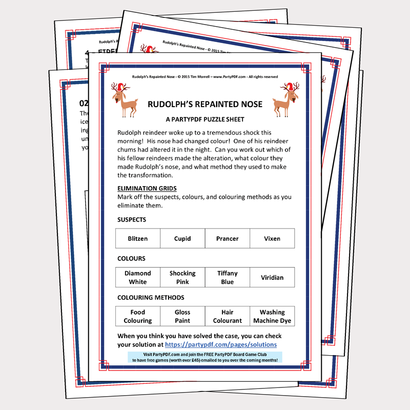 Puzzle Sheet - Rudolph's Repainted Nose