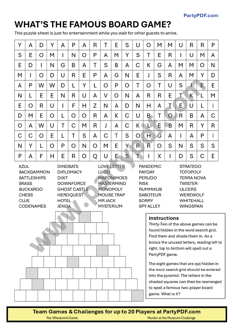 Fundraising Board Game Party Pack - Up to 80 players