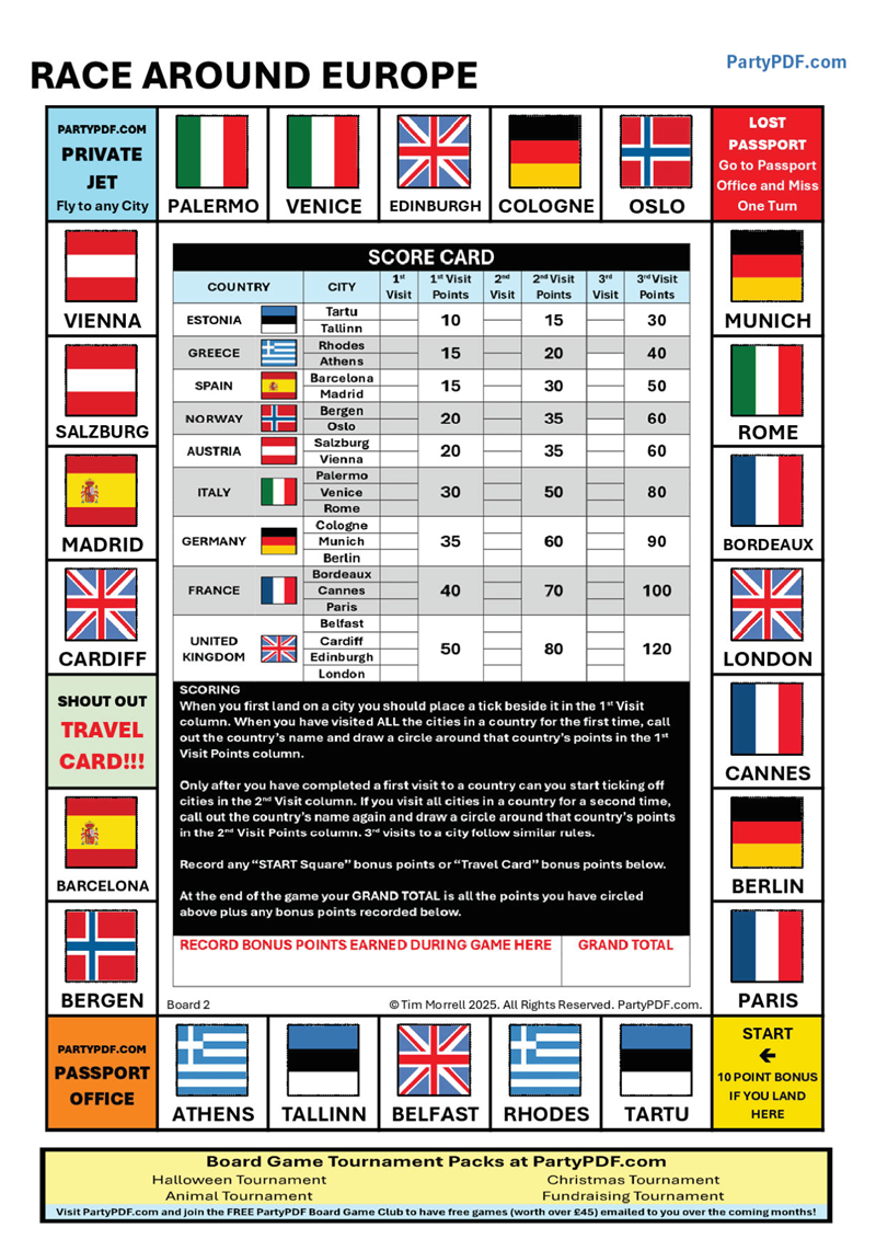 Fundraising Board Game Party Pack - Up to 80 players