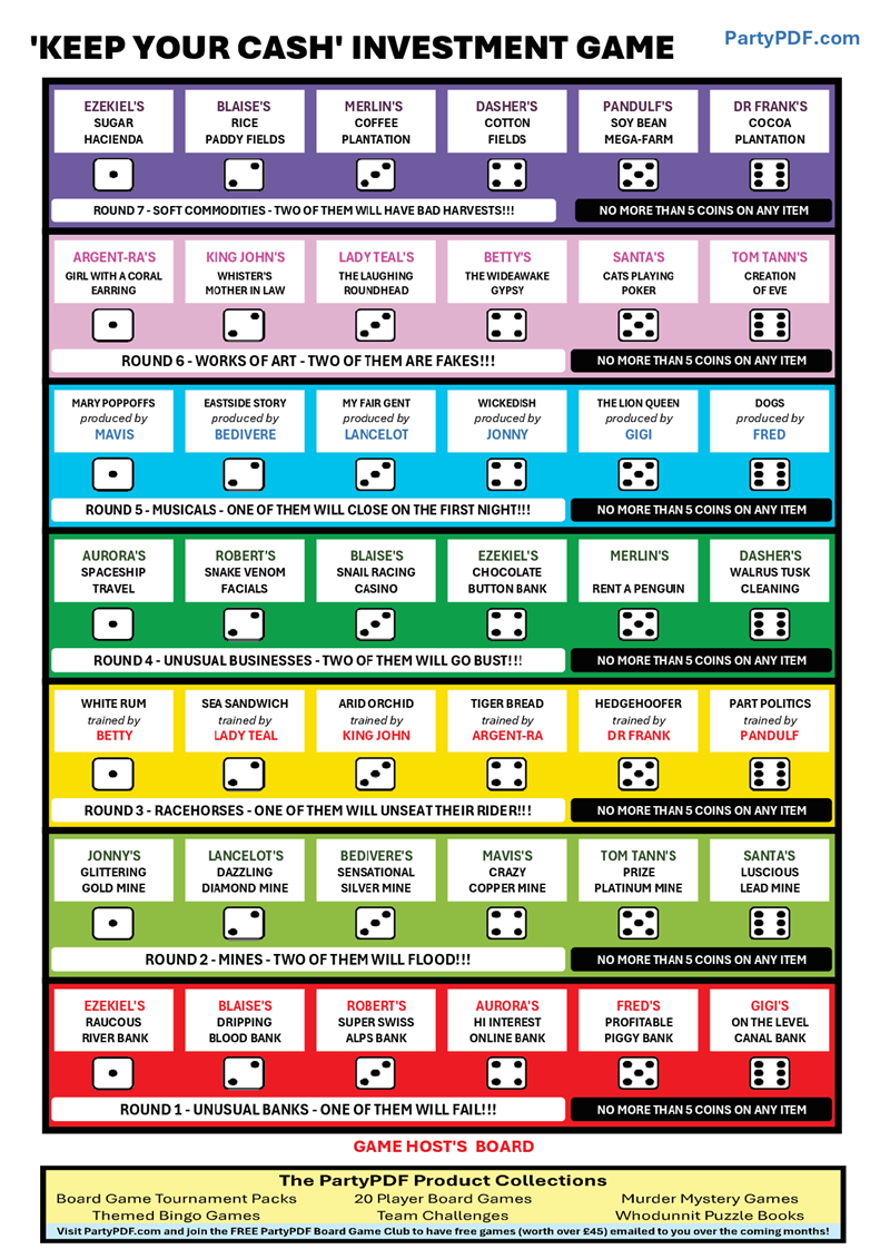 "Keep your Cash" Investment Game