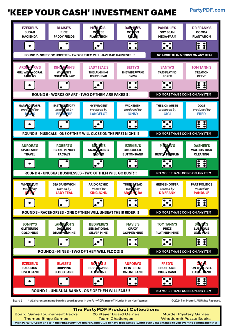 "Keep your Cash" Investment Game