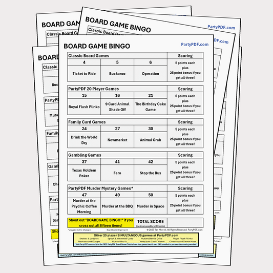 Board Game Club Bingo Packs