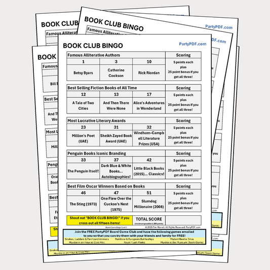 Book Club Bingo Packs