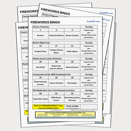 Fireworks Bingo Packs