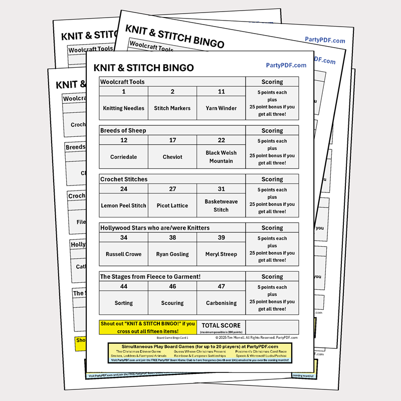 Knit & Stitch Bingo Packs