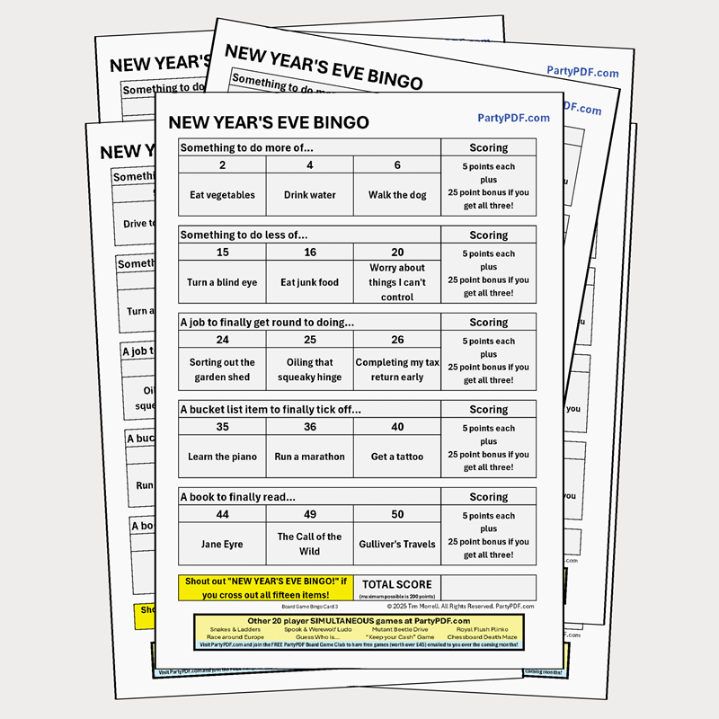 New Year's Eve Bingo Packs