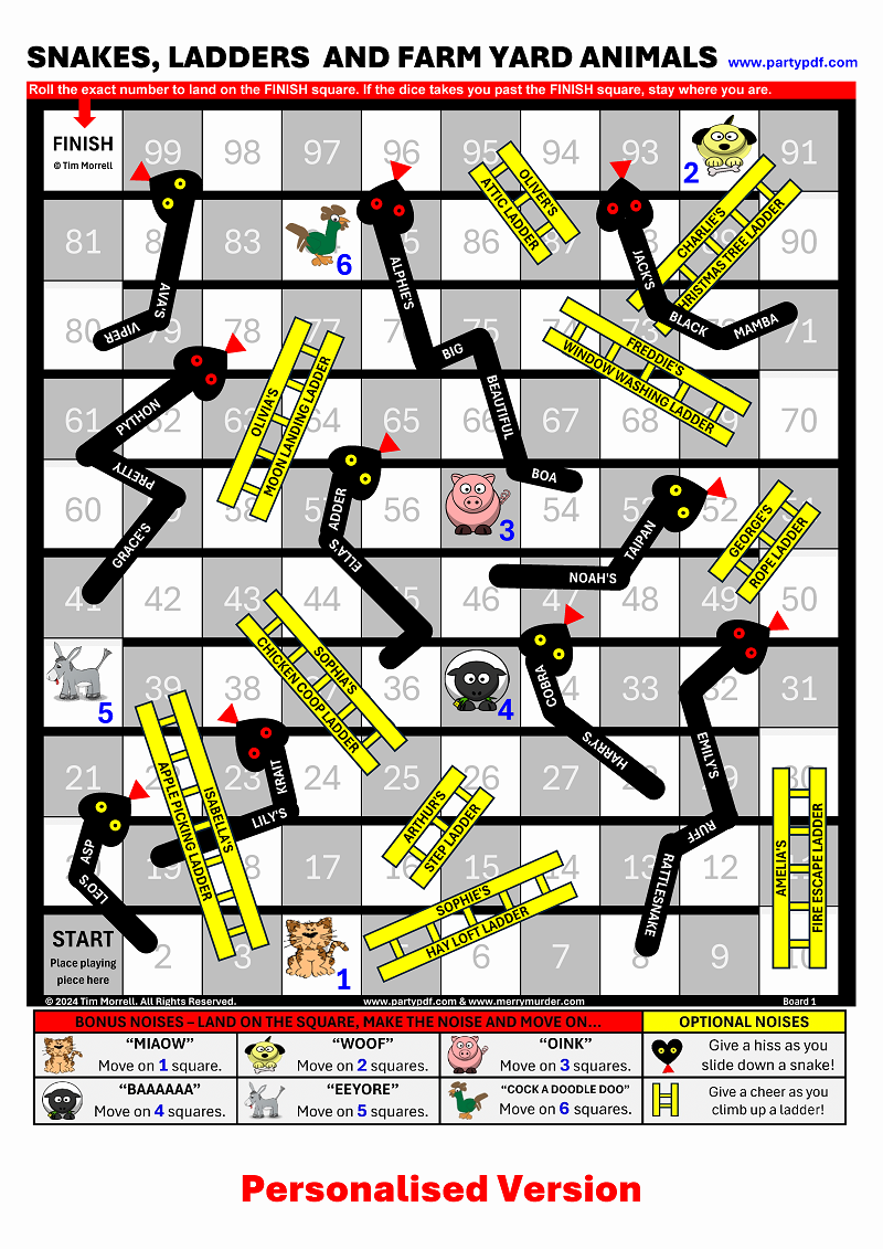 FREE - Snakes, Ladders & Farmyard Animal Bonuses