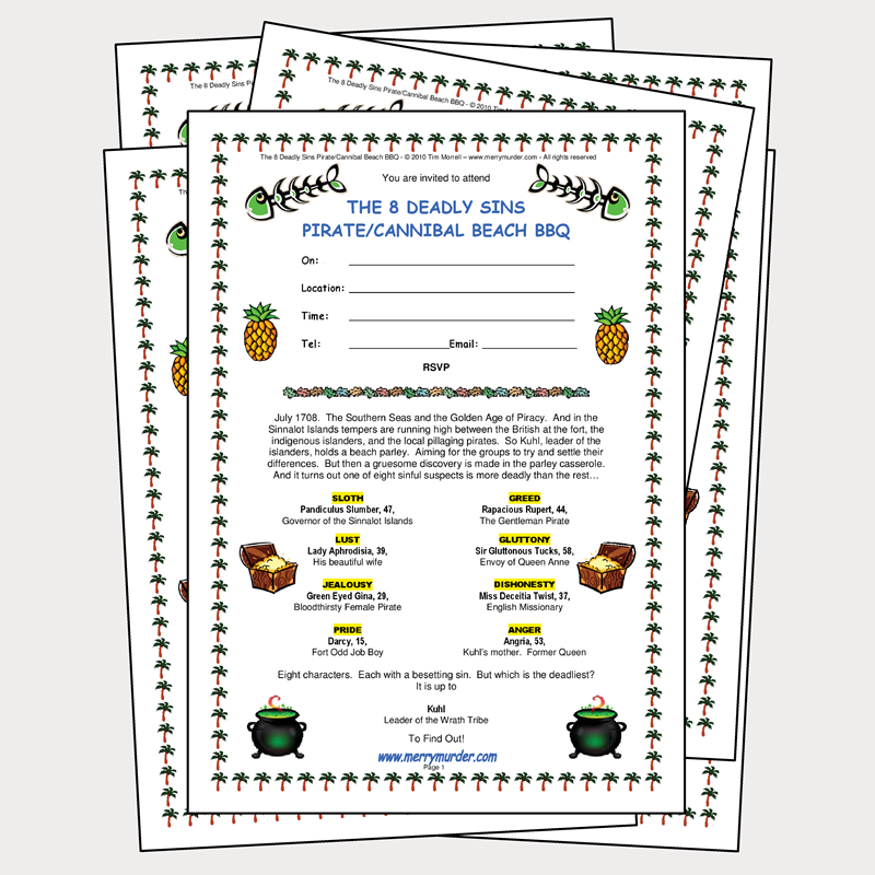 The 8 Deadly Sins Pirate/Cannibal BBQ - 11 to 14 players