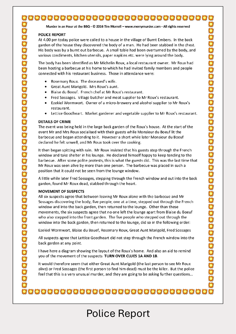 Murder in an Hour at the BBQ - 3 to 10 players