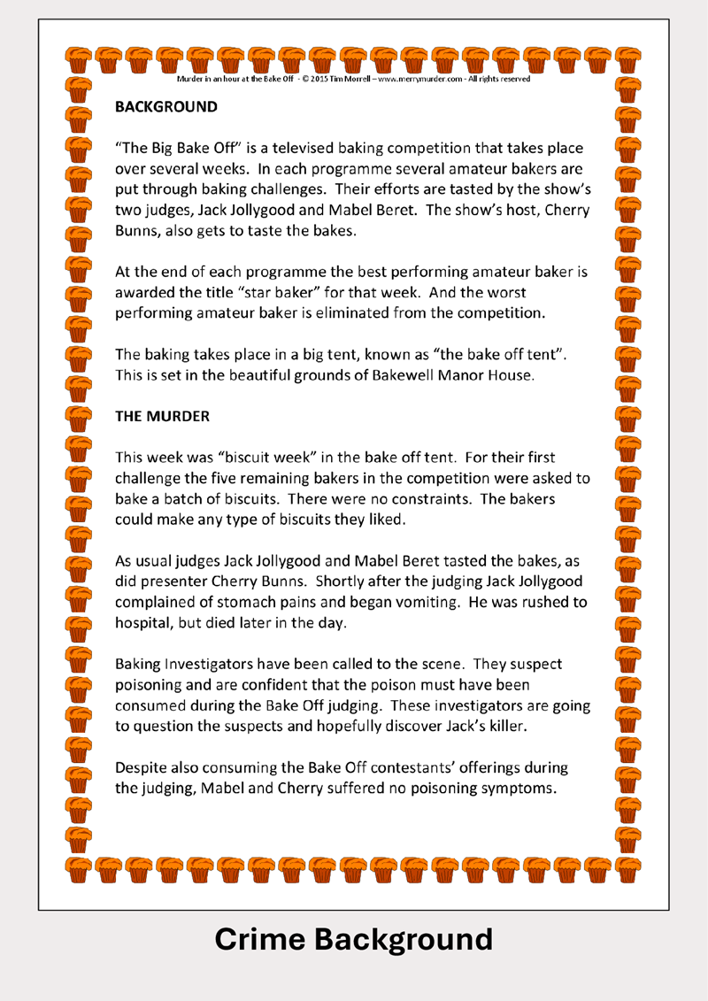 Murder in an Hour at the Bake Off - 4 to 12 players