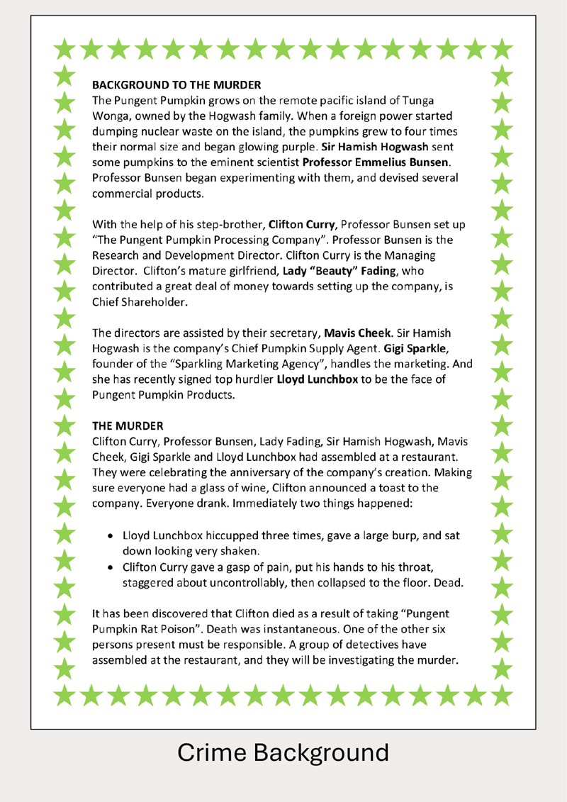 Murder in an Hour with the Pungent Pumpkin Poisoner - 3 to 10 players