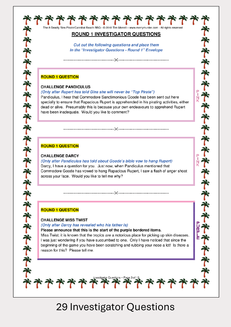 The 8 Deadly Sins Pirate/Cannibal BBQ - 11 to 14 players