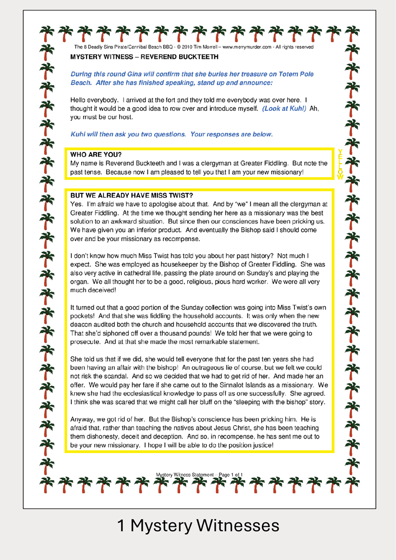 The 8 Deadly Sins Pirate/Cannibal BBQ - 11 to 14 players