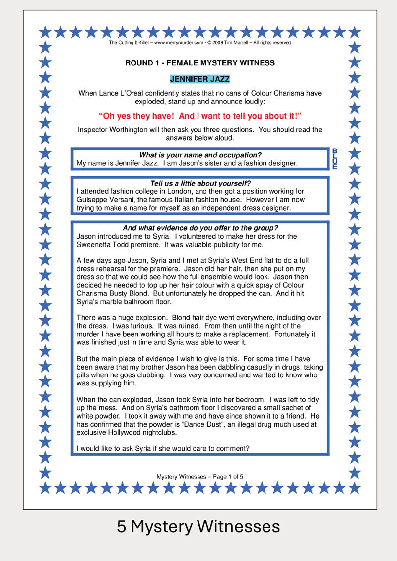 The Cutting It Killer - 13 to 16 players