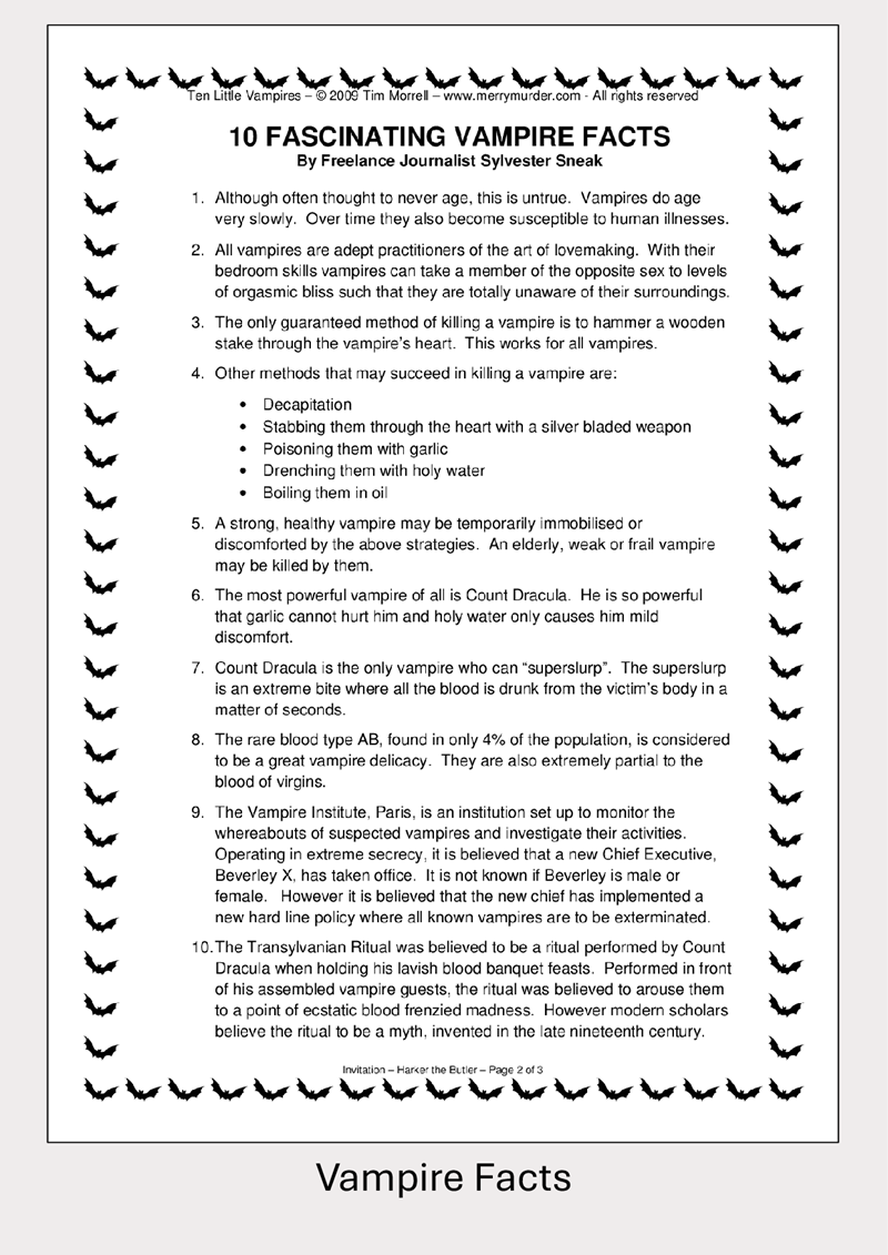 Ten Little Vampires - 10 players