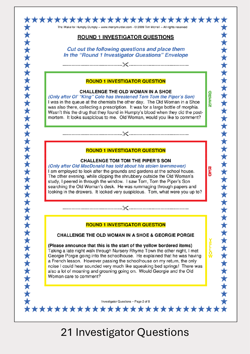 The Wake for Humpty Dumpty - 12 to 16 players