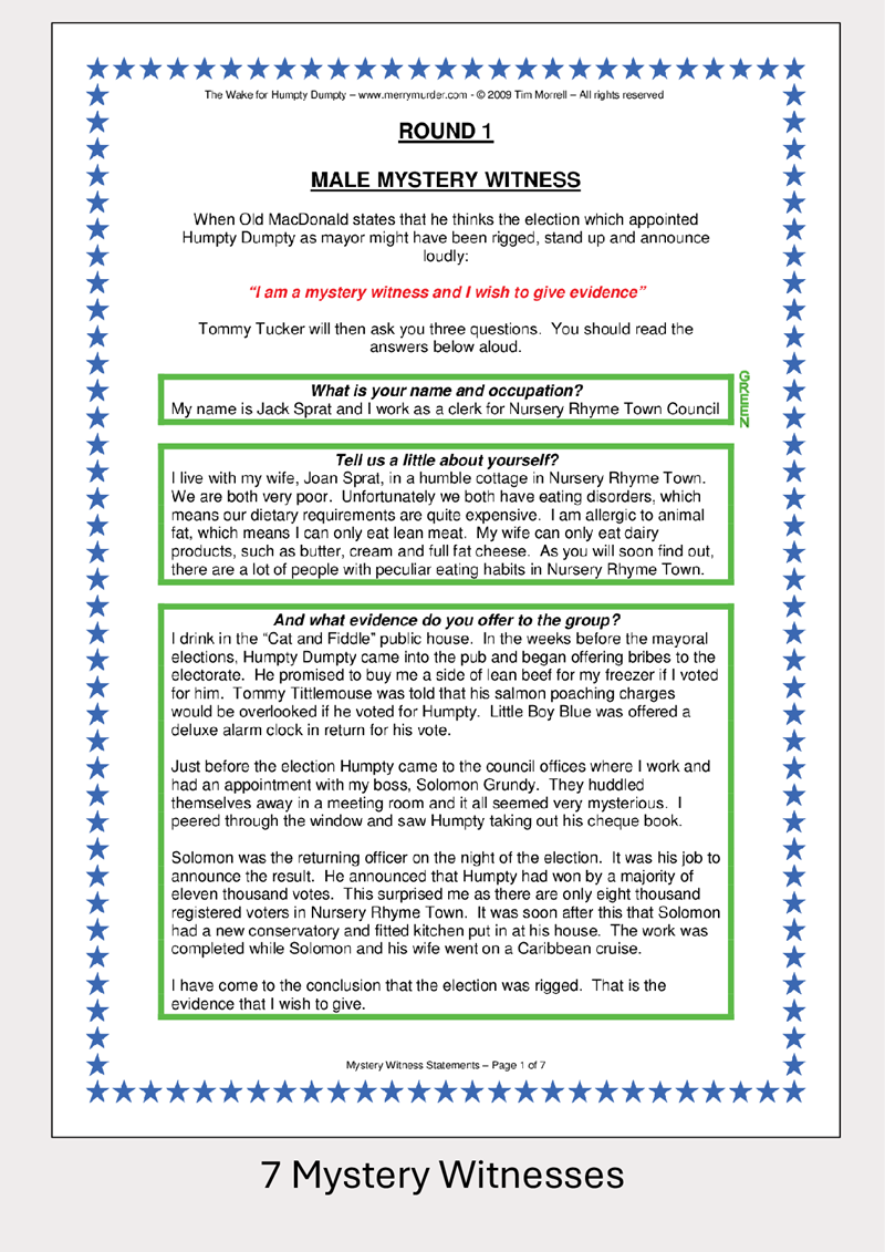 The Wake for Humpty Dumpty - 12 to 16 players