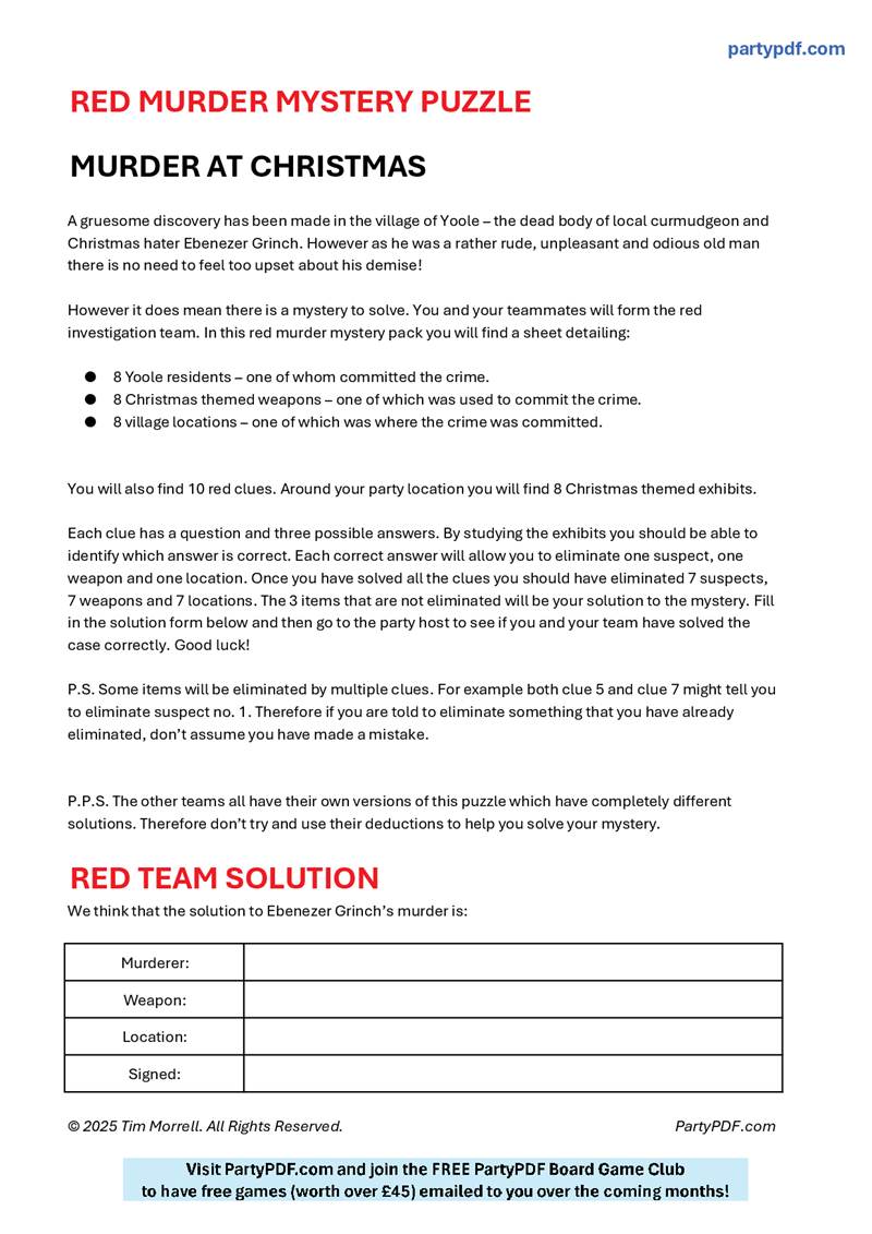 Murder at Christmas - Team Challenge