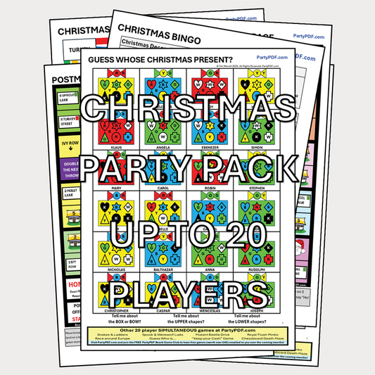Christmas Board Game Party Pack - up to 20 players