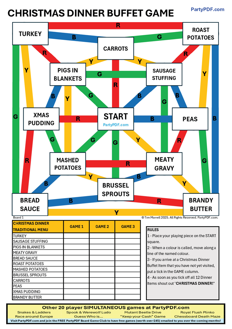 Christmas Board Game Party Pack - up to 5 players