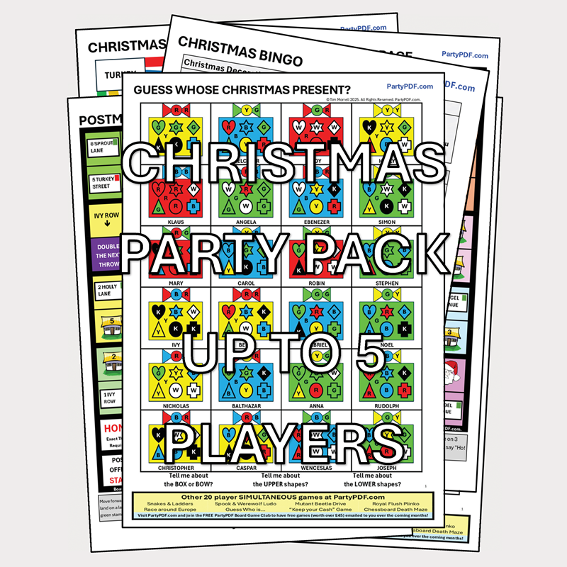 Christmas Board Game Party Pack - up to 5 players