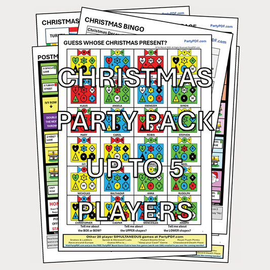 Christmas Board Game Party Pack - up to 5 players